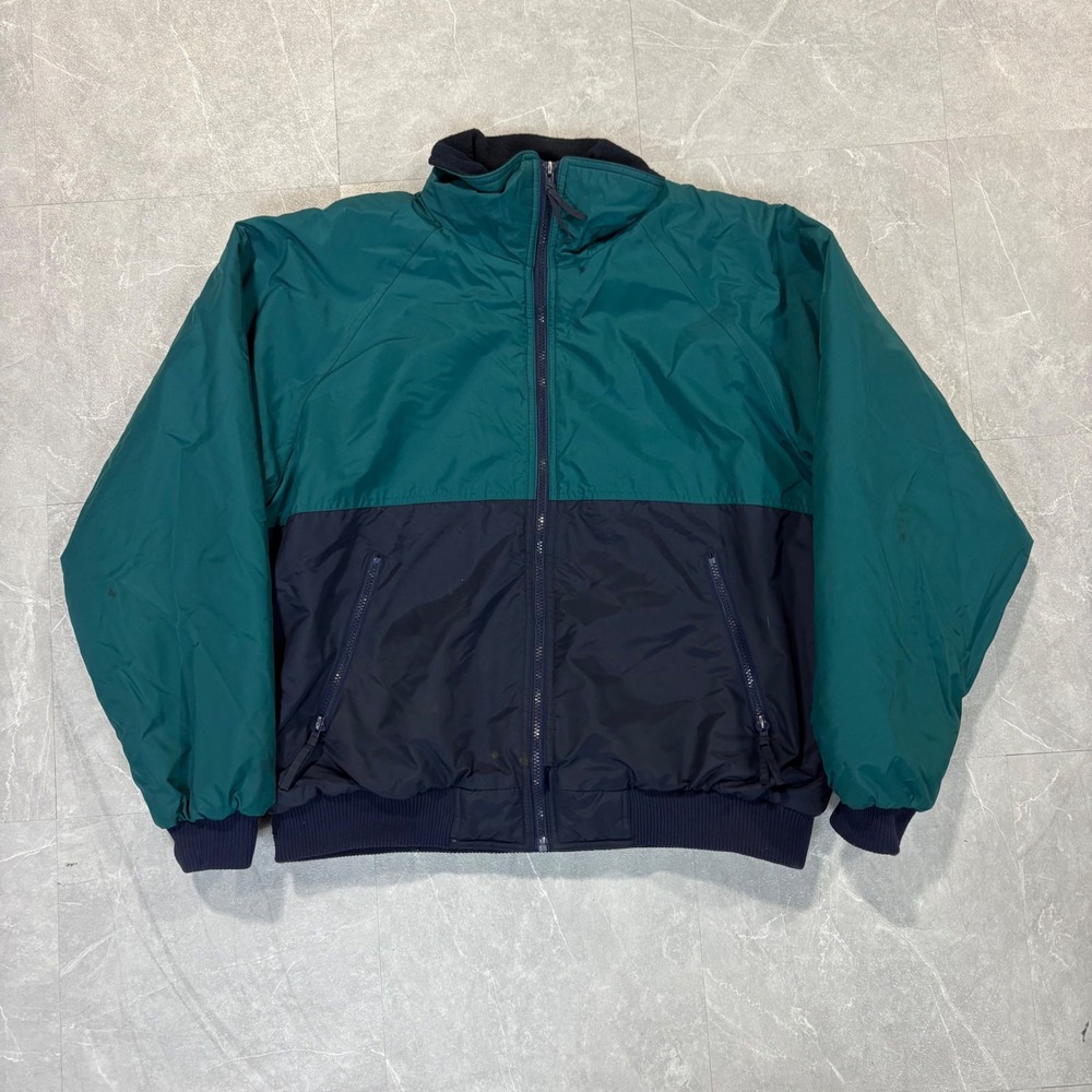 Vintage WearGuard Two Tone Bomber Jacket Mens Large Teal Navy Blue Fleece Lined